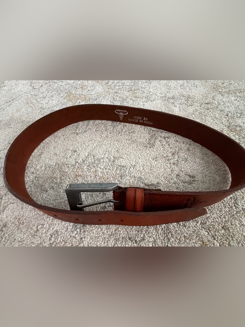 American Bison Men’s Brown Genuine Leather Belt Size 32